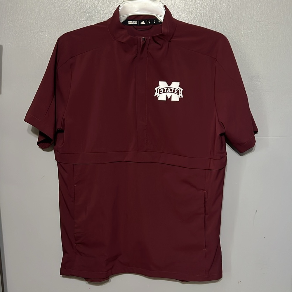 Adidas Mississippi State Half Zip Sideline Jacket Maroon Short Sleeve Small